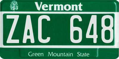 VT license plate ZAC648