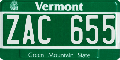 VT license plate ZAC655