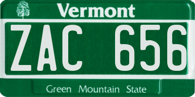VT license plate ZAC656