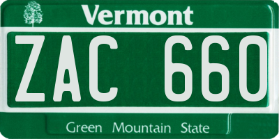 VT license plate ZAC660