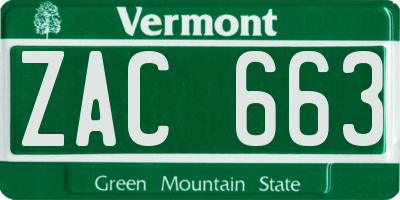 VT license plate ZAC663
