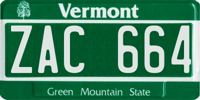 VT license plate ZAC664