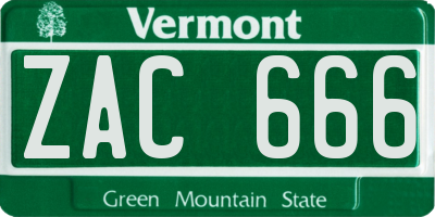 VT license plate ZAC666