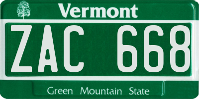 VT license plate ZAC668