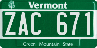 VT license plate ZAC671