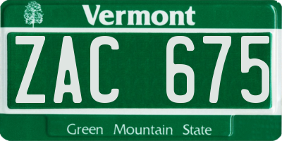 VT license plate ZAC675