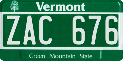 VT license plate ZAC676
