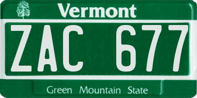 VT license plate ZAC677