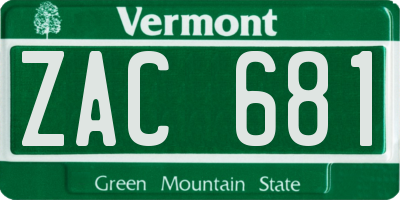VT license plate ZAC681