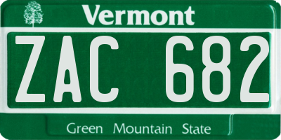 VT license plate ZAC682