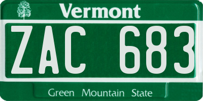 VT license plate ZAC683