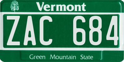 VT license plate ZAC684