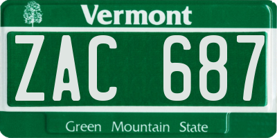 VT license plate ZAC687