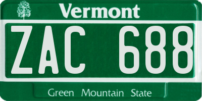 VT license plate ZAC688