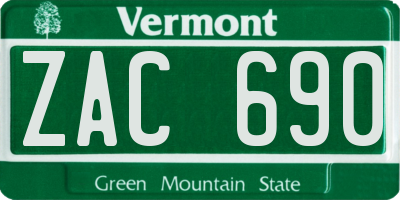 VT license plate ZAC690
