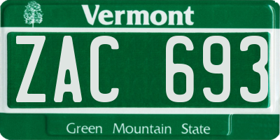 VT license plate ZAC693