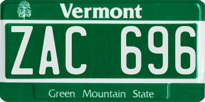 VT license plate ZAC696