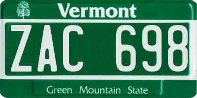 VT license plate ZAC698