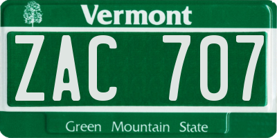 VT license plate ZAC707