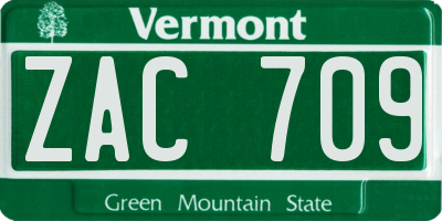 VT license plate ZAC709