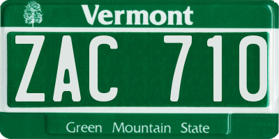 VT license plate ZAC710