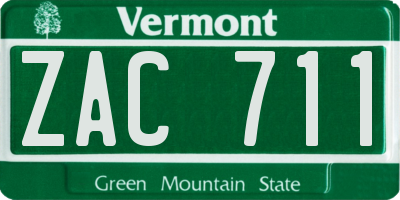 VT license plate ZAC711