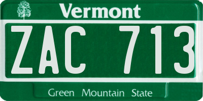 VT license plate ZAC713