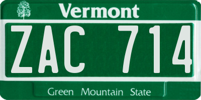 VT license plate ZAC714