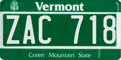 VT license plate ZAC718
