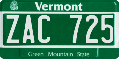 VT license plate ZAC725