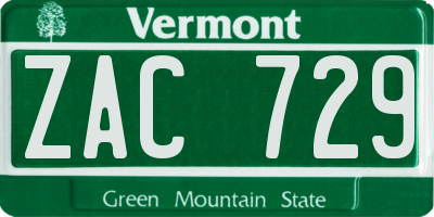 VT license plate ZAC729