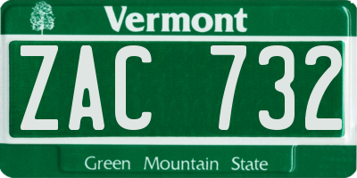 VT license plate ZAC732