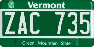 VT license plate ZAC735