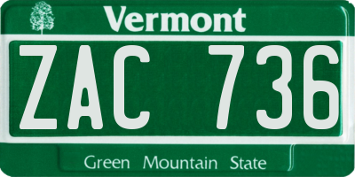 VT license plate ZAC736