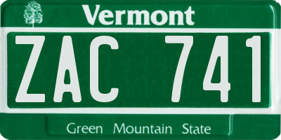 VT license plate ZAC741