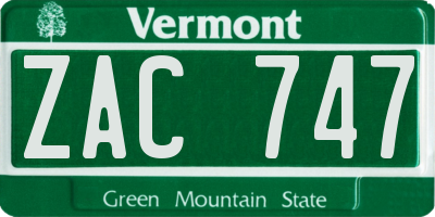 VT license plate ZAC747