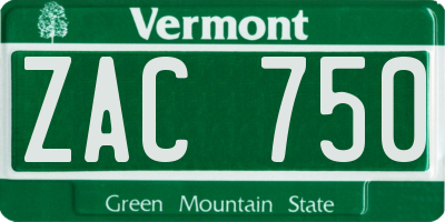 VT license plate ZAC750