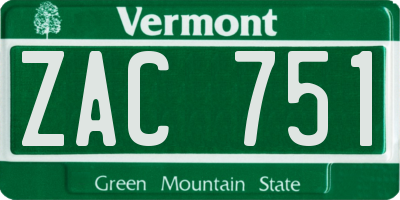 VT license plate ZAC751