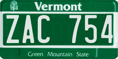 VT license plate ZAC754