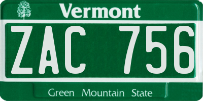 VT license plate ZAC756
