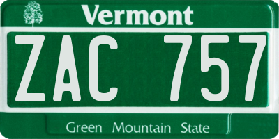 VT license plate ZAC757