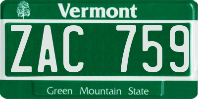 VT license plate ZAC759