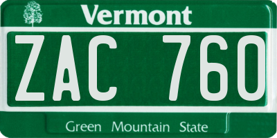 VT license plate ZAC760
