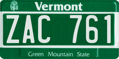 VT license plate ZAC761