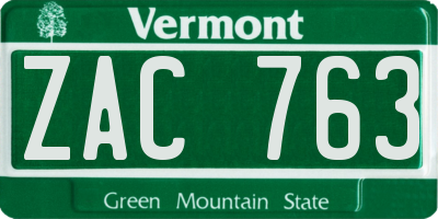 VT license plate ZAC763