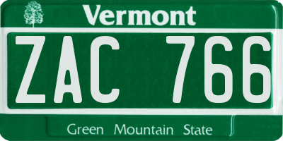 VT license plate ZAC766