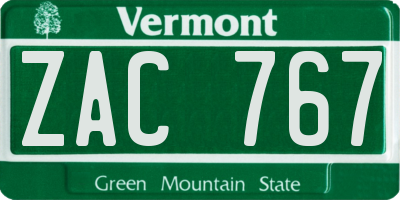 VT license plate ZAC767