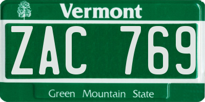 VT license plate ZAC769