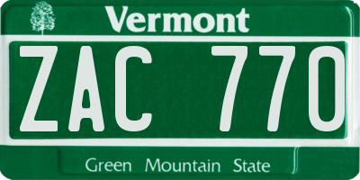 VT license plate ZAC770
