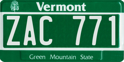 VT license plate ZAC771